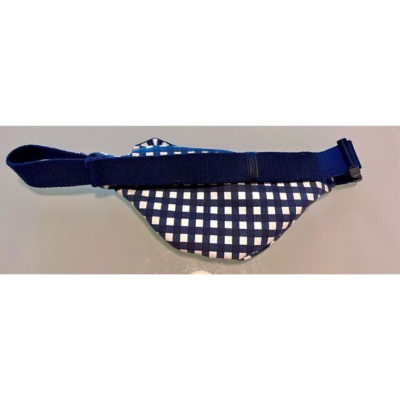 J Crew Fanny Pack Crossbody Sac Blue White Gingham Plaid Cotton Ruffle Edge - Picture 9 of 9